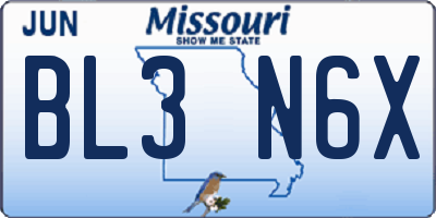 MO license plate BL3N6X