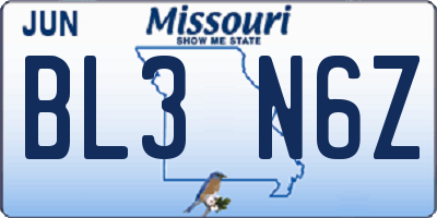 MO license plate BL3N6Z
