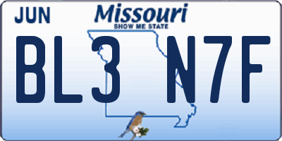 MO license plate BL3N7F