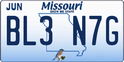 MO license plate BL3N7G