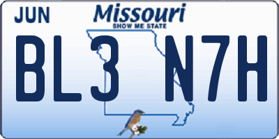 MO license plate BL3N7H