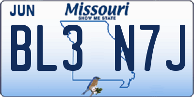 MO license plate BL3N7J