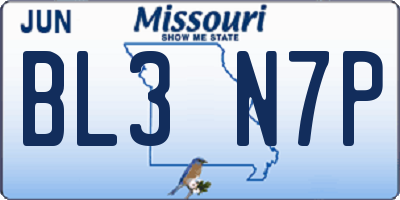 MO license plate BL3N7P