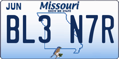 MO license plate BL3N7R