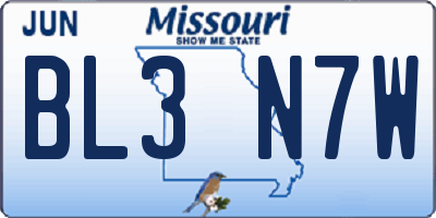MO license plate BL3N7W