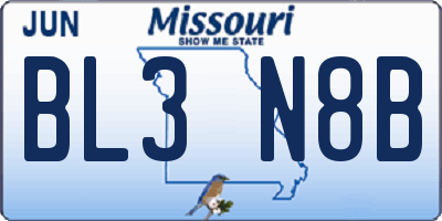 MO license plate BL3N8B