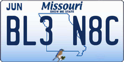 MO license plate BL3N8C
