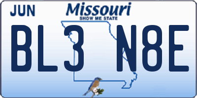 MO license plate BL3N8E