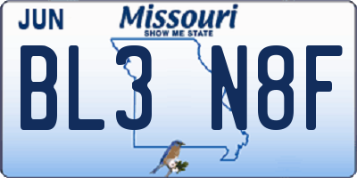 MO license plate BL3N8F
