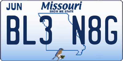 MO license plate BL3N8G