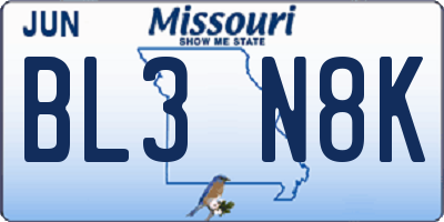 MO license plate BL3N8K