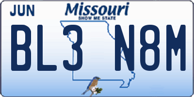 MO license plate BL3N8M