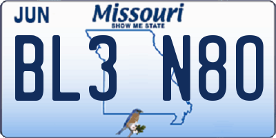 MO license plate BL3N8O