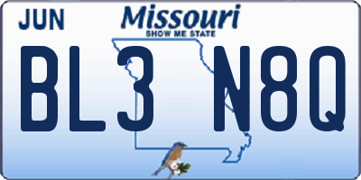 MO license plate BL3N8Q