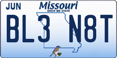 MO license plate BL3N8T