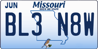 MO license plate BL3N8W