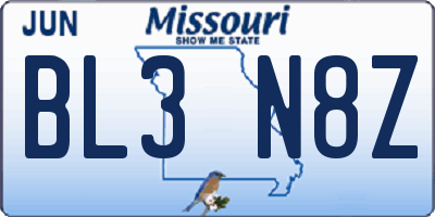 MO license plate BL3N8Z