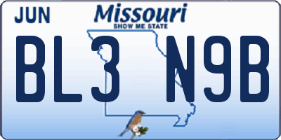 MO license plate BL3N9B