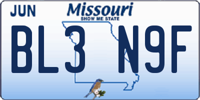 MO license plate BL3N9F