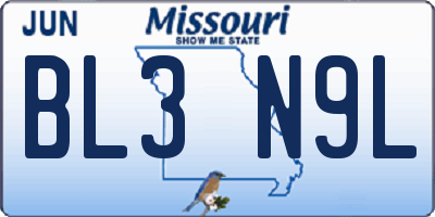 MO license plate BL3N9L
