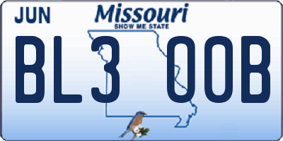 MO license plate BL3O0B