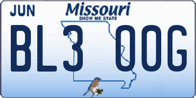 MO license plate BL3O0G