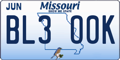 MO license plate BL3O0K