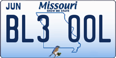 MO license plate BL3O0L
