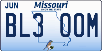 MO license plate BL3O0M