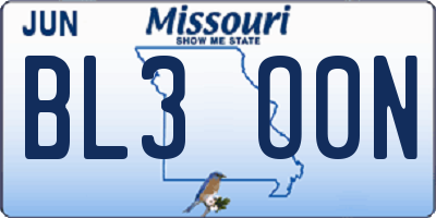 MO license plate BL3O0N