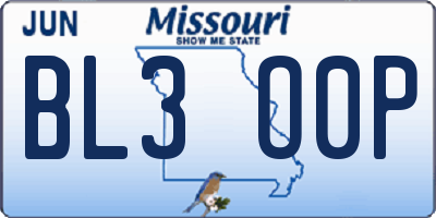 MO license plate BL3O0P