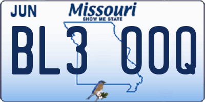 MO license plate BL3O0Q