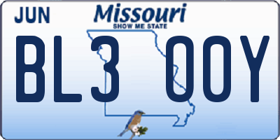 MO license plate BL3O0Y