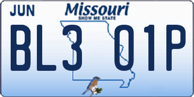 MO license plate BL3O1P