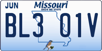 MO license plate BL3O1V