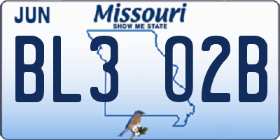 MO license plate BL3O2B