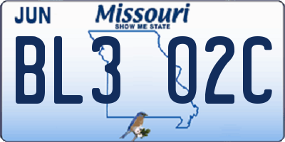 MO license plate BL3O2C