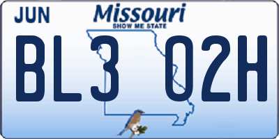 MO license plate BL3O2H