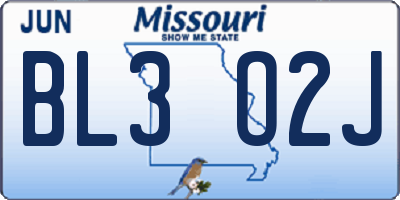 MO license plate BL3O2J