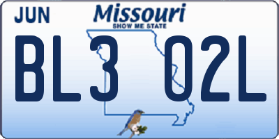MO license plate BL3O2L