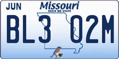MO license plate BL3O2M