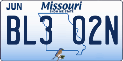 MO license plate BL3O2N