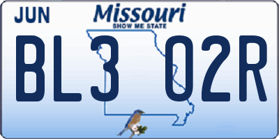 MO license plate BL3O2R