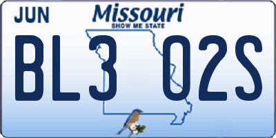 MO license plate BL3O2S