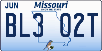 MO license plate BL3O2T