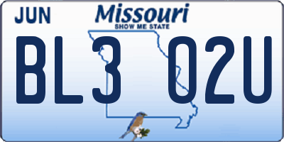 MO license plate BL3O2U