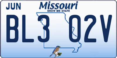 MO license plate BL3O2V