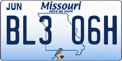 MO license plate BL3O6H