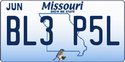 MO license plate BL3P5L