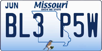 MO license plate BL3P5W